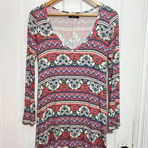 NWT Michael Lauren Long Sleeve Mini V Neck Dress